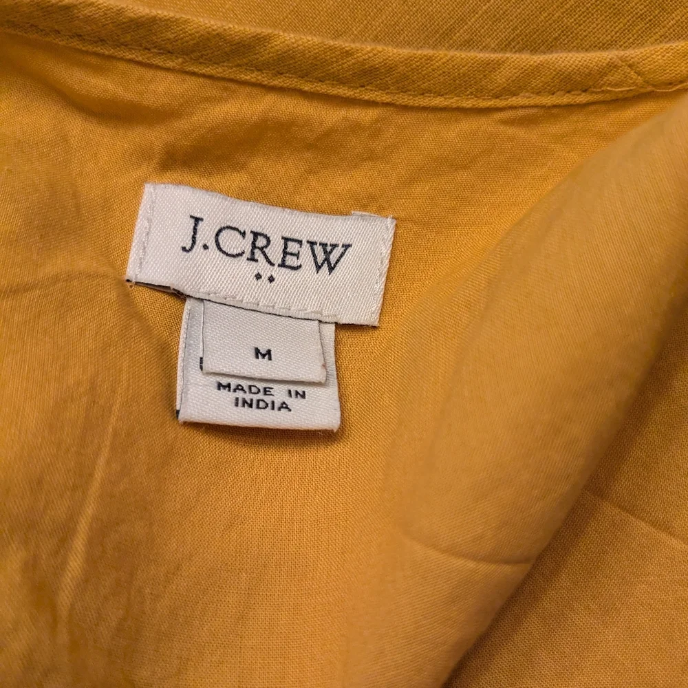 J Crew Mustard Yellow Embroidered Floral Blouse